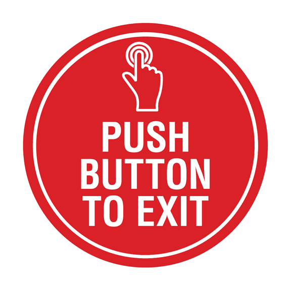 Signs ByLITA Circle Push Button To Exit Sign (Red) - Large