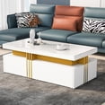 thumbnail image 3 of Noble House Modern Coffee Table,Marble Pattern High-Gloss Top,White, 3 of 7