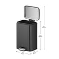 thumbnail image 3 of EKO Madison Bathroom Trash Can, 3.2 Gallon Stainless Steel Rectangular Removable Liner Step Lid Garbage Bin, Matte Black, 3 of 6