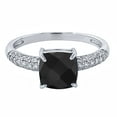 thumbnail image 2 of Gem Stone King 1.90 Ct Cushion Checkerboard Black Onyx 925 Sterling Silver Ring (Size 8), 2 of 2