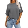 thumbnail image 2 of Antinious Summer Tops for Women Trendy,Sweatshirt for Women,Ladies Casual Crewneck Short Sleeve Solid Loose Short Loose T-shirt,Brown,XL, 2 of 5