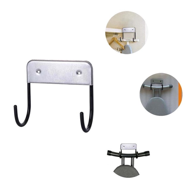 Yuarrent Colgador de estante de hierro eléctrico, gancho doble, tabla de planchar de acero inoxidable, organizador de pared de almacenamiento para Almacenamiento y organización del hogar Negro Yuarrent HA025555-02