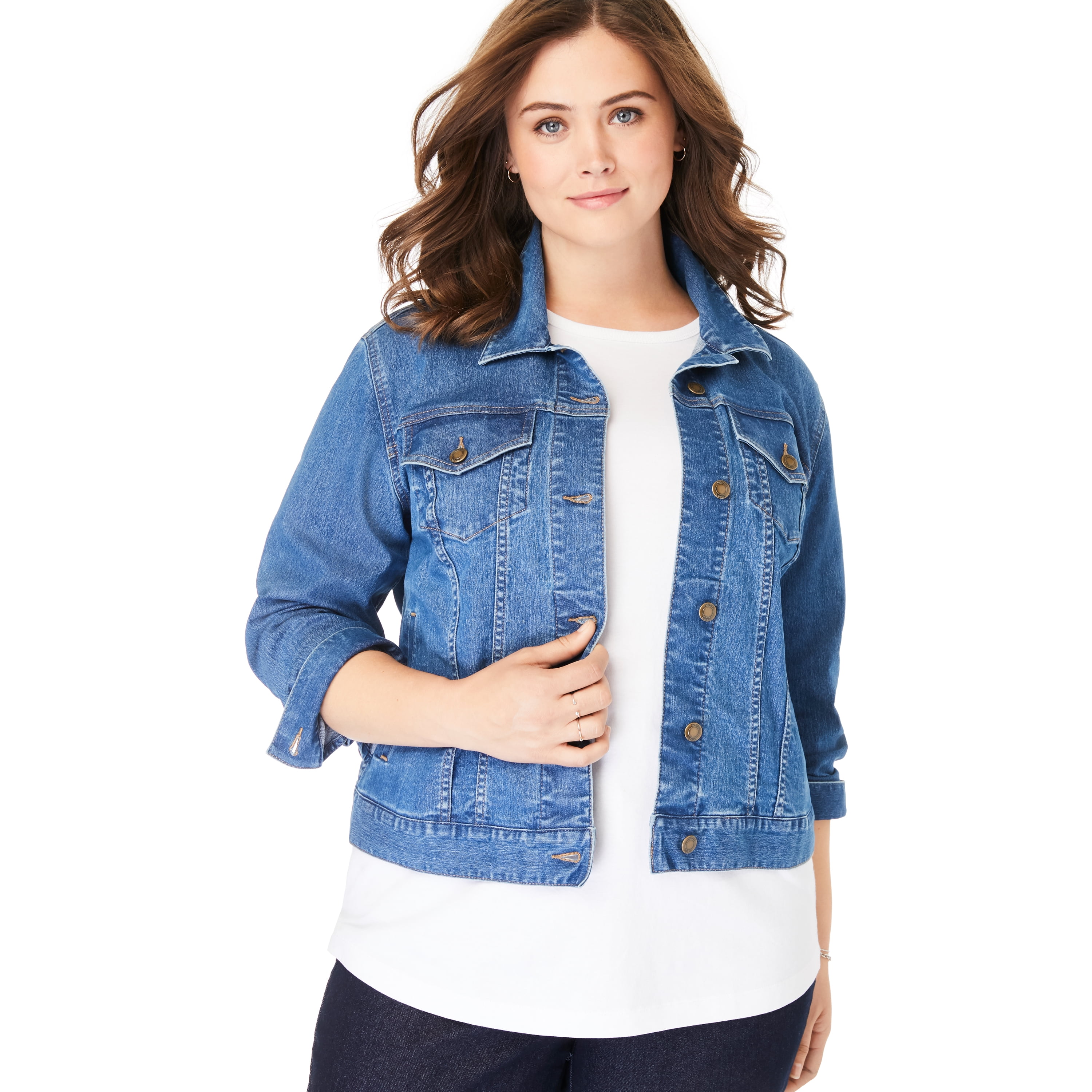 plus size jean jacket walmart