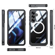 ShellTech Magnetic Case for Samsung Galaxy S25 FE,Compatible with Mag-Safe Double-Sided 360 Degree Full Body Built-in Screen Protection Case Shockproof Rubber Cover,Black