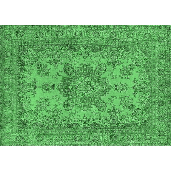 Ahgly Company Indoor Rectangle Oriental Emerald Green Industrial Area Rugs, 4' x 6'
