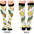 thumbnail image 2 of GZHJMY High Elasticity Compression Socks, High Knee Socks Adult Universal Leisure Relieve Fatigue,Watercolor Pineapple Travel Daily with Running (1 Pair), 2 of 7