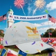 thumbnail image 2 of USA 250th Anniversary Baseball Cap – Vintage Washed Patriotic Hat with Embroidered American Flag, Adjustable Fit for Men & Women, 1776–2026 Celebration Gift, 2 of 5