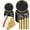 Black & Gold, variant on 350PCS Clear Gold Plastic Dinnerware Set for 50 Guests, Disposable Party Plate for Christmas and New Year,Halloween, Include: 100 Plastic Plates, 50 Pre Rolled Napkins with Silverware, 50 Cups