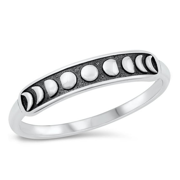 Oxidized Moon Phases Ring .925 Sterling Silver Band Jewelry Female Male Unisex Size 9