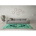 thumbnail image 3 of Ahgly Company Machine Washable Indoor Rectangle Medallion Turquoise Blue Traditional Area Rugs, 6' x 9', 3 of 4