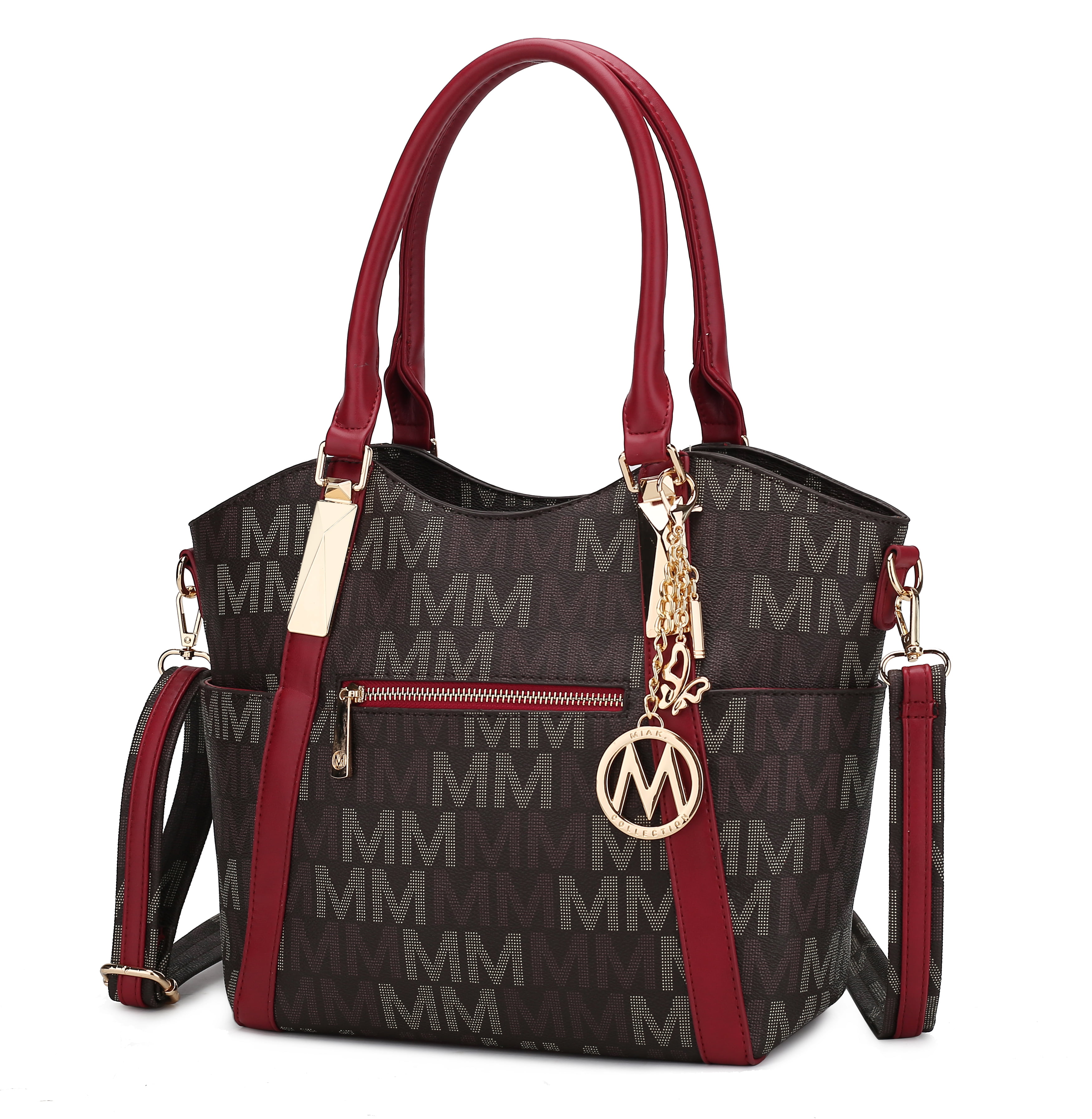Top-Handle Purse Ladies Pocketbook PU Leather Shoulder Bag MKF Tote Satchel Handbag for Women 