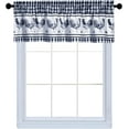 thumbnail image 2 of PowerSellerUSA Window Curtain Valance, Country Rooster Decor for Kitchen and Living Room, Premium Buffalo Plaid Curtains, Perfect Valances for Windows, 58" W x 14" L, Navy Blue, 2 of 7