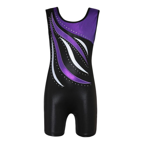 Qarigey Niñas Ballet Danza Gimnasia Leotardos Tank Boy Shorts 5-6 Años conjuntos de ropa Púrpura 11-12 años