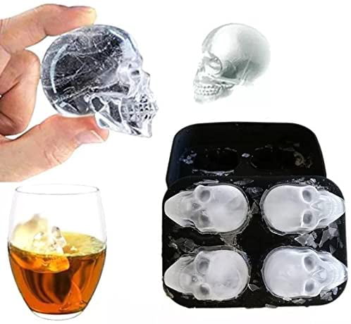 Skull Ice Cube Trays,Easy to Fill Melt Slower Skull Ice Mold,6-8 Hours Be a Funny Ice Skeleton Heads Cooling for Whiskey,Cocktail,Beer,Fruit Juice,Useful Kitchen Gadgets