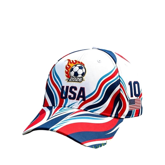 Cevemin USA 2026 Patriotic Flag Soccer Baseball Cap, Adjustable Sport Printed Sun Hat for Men Women Football Sports Fans Daily Outdoor Wear