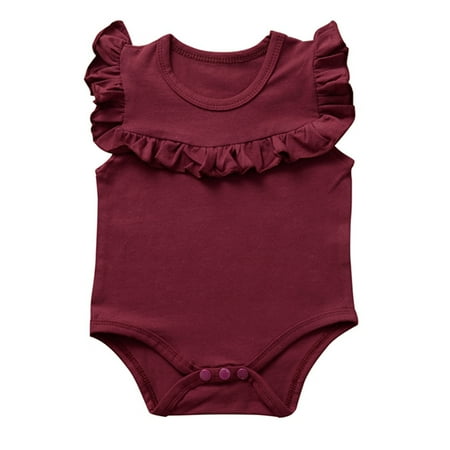 

Baby Girls Bodysuit Summer Ruffle Sleeve Onesies Baby Romper