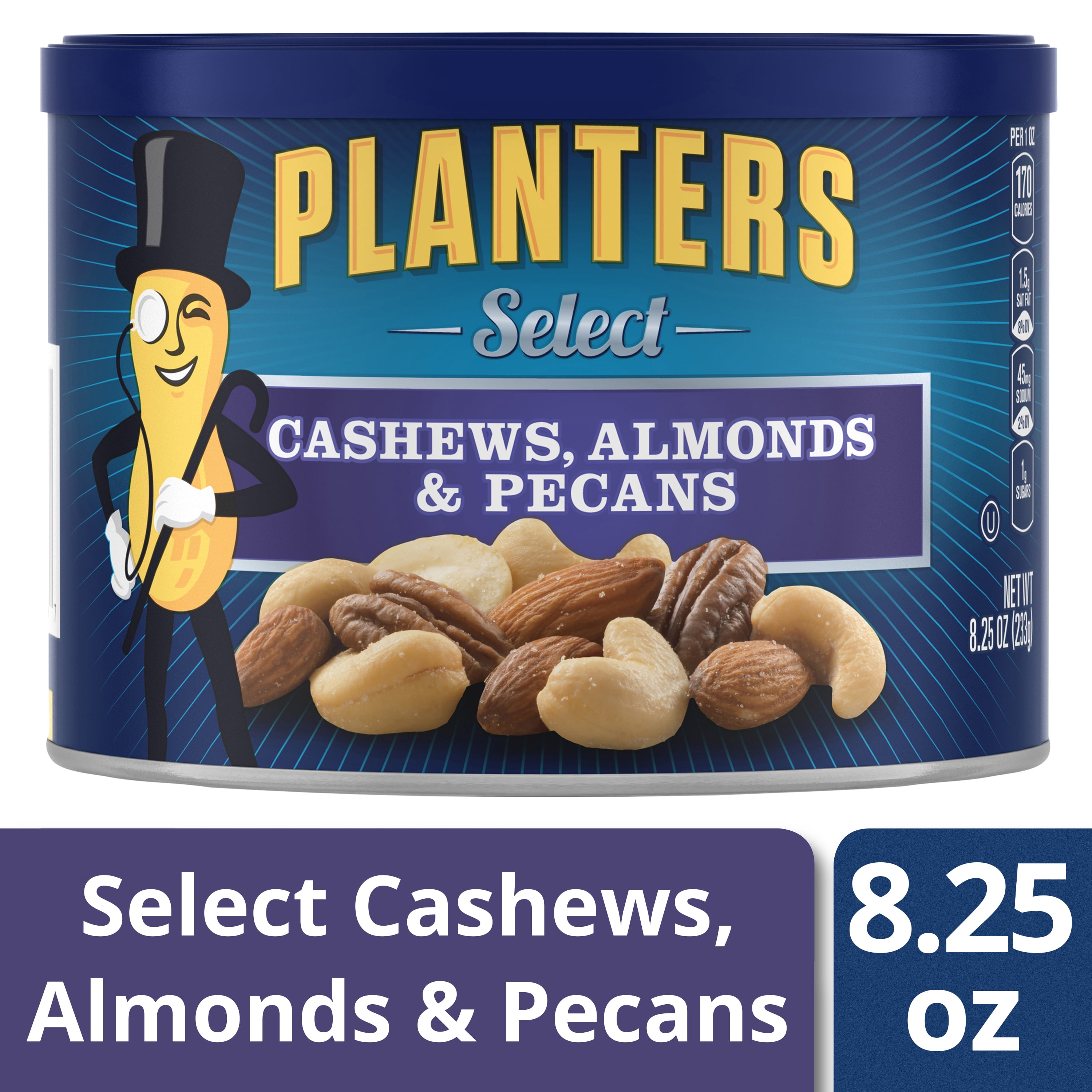 Planters Select Cashews, Almonds & Pecans, 8.25 oz Canister