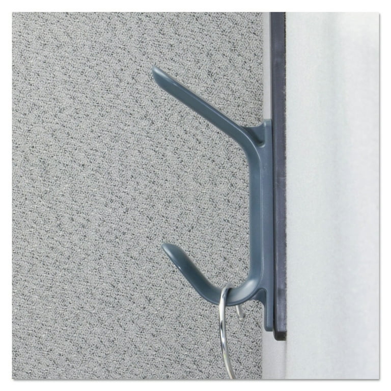Recycled Cubicle Double Coat Hook, Plastic, Charcoal Recycled Cubicle Double Coat Hook, Plastic, Charcoal