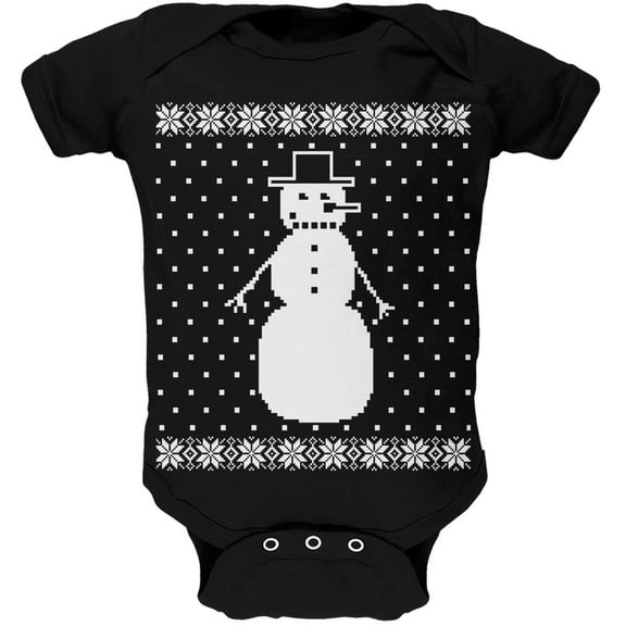 Big Snowman Ugly Christmas Sweater Black Soft Baby One Piece - 9-12 months