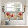 thumbnail image 2 of Retro Floral Tier Curtains 24 Inch Length, Red Yellow Tulips Barm Doors Farmhouse Wooden Cafe Short Curtains for Bathroom Over Sink, Small Kitchen Curtain Light Filtering Drapes 2 Panels 27.5"Wx24"L, 2 of 8