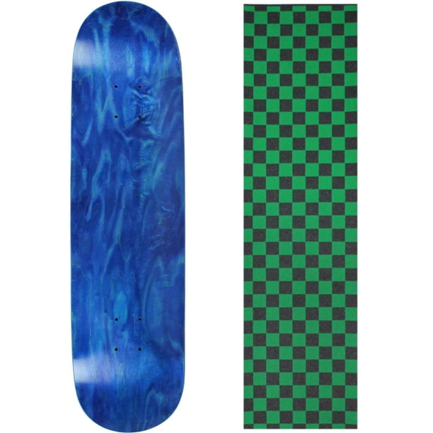 Tabla de skateboard Moose 8.25" azul y verde con lija a cuadros