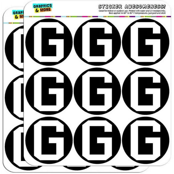 Letter G Initial Black White 18 2" Planner Calendar Scrapbooking Crafting Stickers