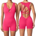 thumbnail image 2 of DHFJKG Workout Romper For Women Backless Sleeveless V Neck Sexy Yoga One Piece Short Jumpsuit Summer Gym Athletic Outfit Versatile Onesie, 2 of 7