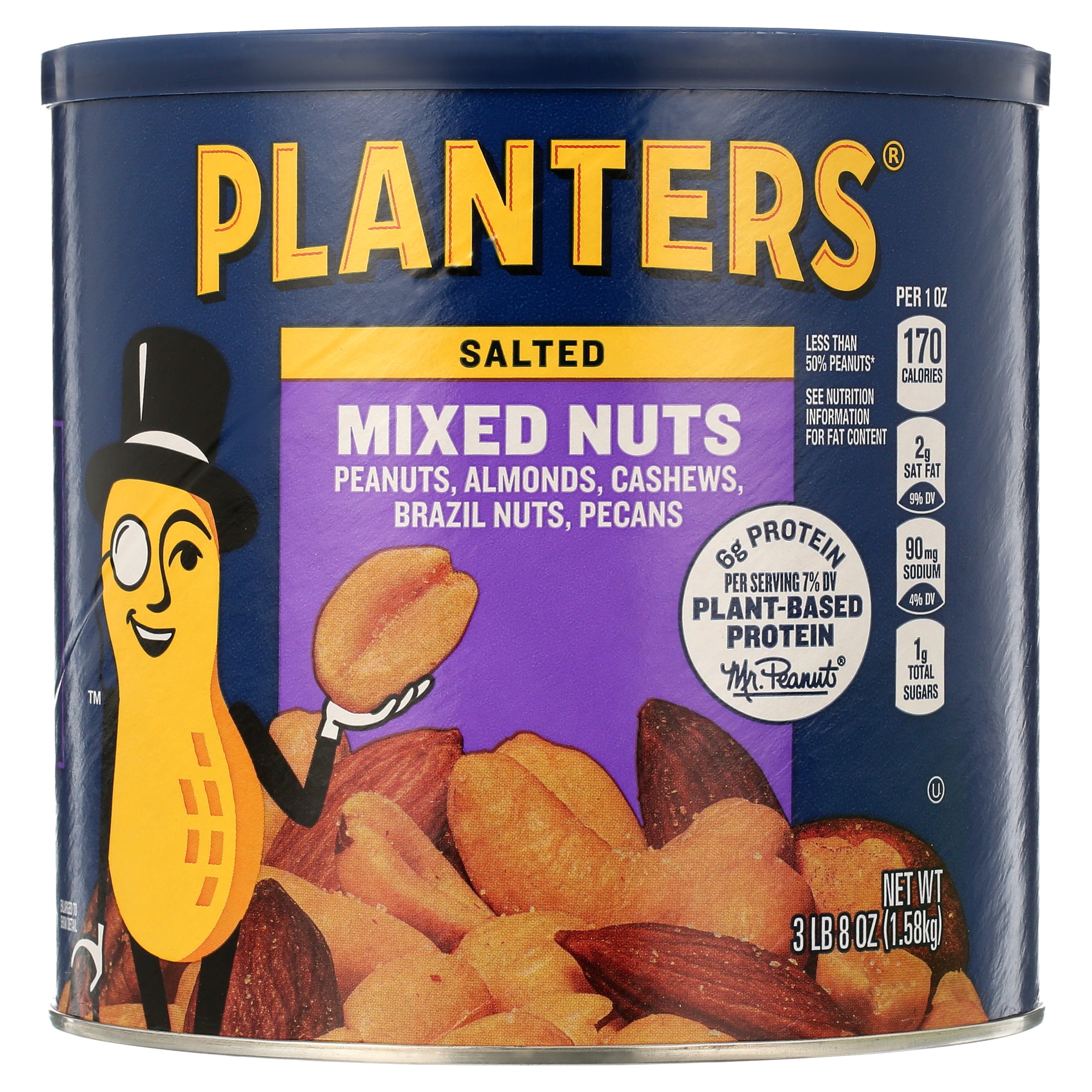 Free Shipping! PLANTERS Salted Mixed Nuts 56oz Canister with