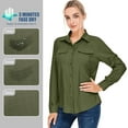 thumbnail image 5 of POENTAB Womens Fishing Shirts Casual Outdoor Long Sleeve UV Sun Protection Work Blouse Quick Dry Hiking Button Shirt Tops Green, 5 of 8