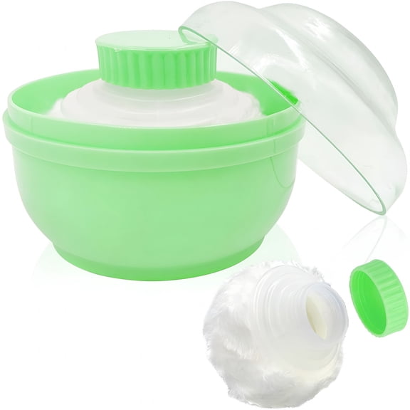 RAGUPEL 2026 New Storage Body Powder Container,Large 3.5" Fluffy Body After-Bath Powder Case,Body Villus Powder Puff Box,Makeup Cosmetic Talcum Powder Container with Hand Holder(Green/White /Pink)