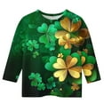 thumbnail image 4 of Riecok St. Patrick's Day Girls Boys work blouses short Sleeve Collared Neck Summer Fashion Three Quarters Sleeve Tunic Tops Ladies Blouses Mardi Gras Shirts for Kids Mardi Gras Clothing 5 T Green, 4 of 5