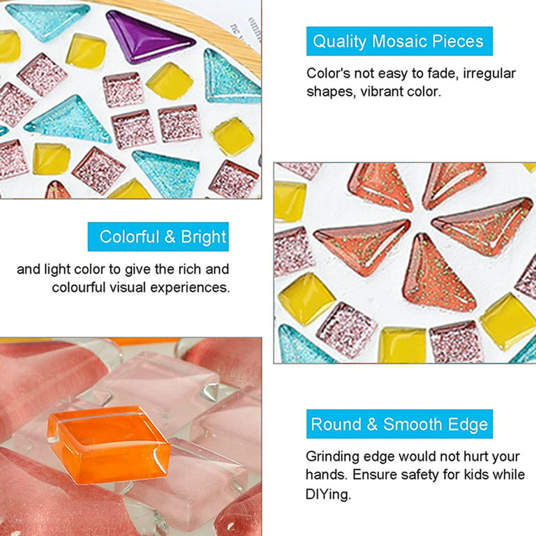  Weeiluoq Glass Mosaic Tiles, Glass Mosaic Kits for Adults,  Mixed Colors Mosaic Coaster kit, DIY Crafts Kit for Adults Beginners,  Mosaic Making Kit for Handmade Home Decor Gifts（2 Sets） : Arts