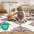 thumbnail image 4 of ODIKA 5'x7' Washable Area Rug Non-Slip, Low Pile, Stain Resistant Round Seamless Vintage Ribbon Boho Florals Scattered Pink Coquette Refined for Guest Room, Lounge, Apartment, 4 of 7