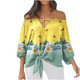 thumbnail image 1 of Mujeres Casual Media manga Un hombro Impreso Sin tirantes Vendaje Camiseta Tops Pompotops  hkajfhjk474076, 1 of 6