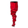 thumbnail image 3 of FSJ Women Comfortable Thigh High Boots Wrinkled Over the Knee Pull On Long Boot Pointed Closed Toe Stiletto High Heels Fashion Boots Size 14 Red, 3 of 4