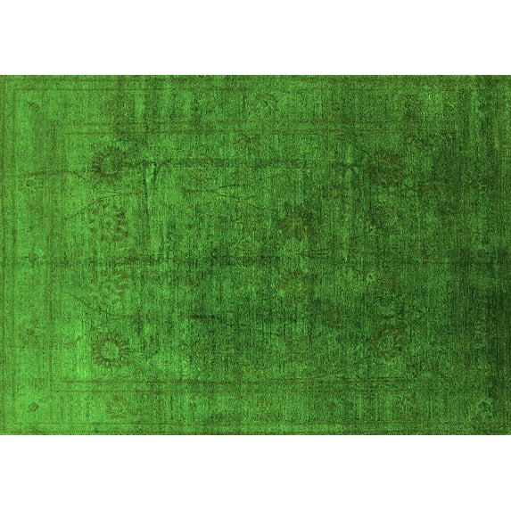 Ahgly Company Indoor Rectangle Oriental Green Industrial Area Rugs, 4' x 6'