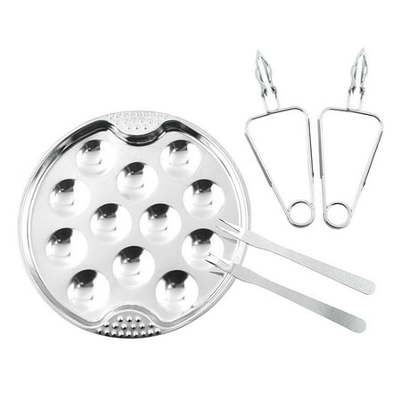 

NUOLUX 1 set of Stainless Steel Escargot Dish Heat Resistant Snail Baking Plate with Clamp