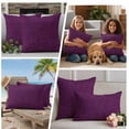 thumbnail image 5 of Purple Burlap Texture Outdoor Waterproof Pillow Covers, Farmhouse Vintage Purple Decorative Square Throw Pillowcase Sofa Cushion Sham for Patio/Couch/Chair, 26"x26" 2 Pack, 5 of 8