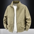 thumbnail image 2 of Danhjin Men's Fall Jackets Lapel Full Zipper Long Sleeve Stand Collar Winter Outerwear Solid Color Comfy Fashion Coats, 2 of 8