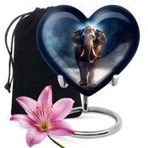 Majestic Elephant Urn - Cremation Heart Urns For Adult Ashes Women - Large Urns For Human Ashes Adult Male - Urns For Human Ashes Adult Female Mom - Cremation Heart Urns Large Adult (size -8")
