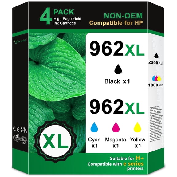 962XL Ink Cartridges Combo Pack 4 Pack Compatible for HP962XL Ink Cartridge 962 XL for Officejet Pro 9015e 9010 9012 9015 9020 Printers