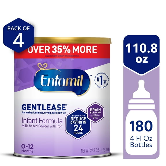 Enfamil Gentlease Baby Formula, for easing Fussiness, Gas, Crying and Spit-up, 19.9 Oz Can 4 count