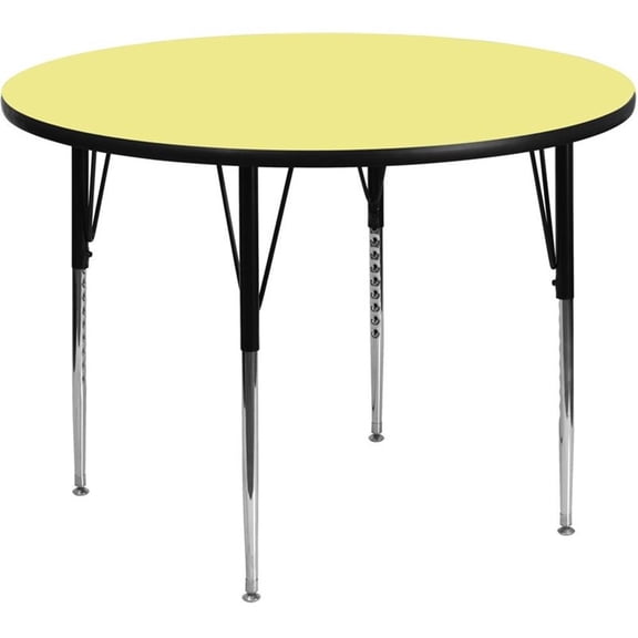 Pemberly Row 31" x 48" Round Thermal Fused Top Activity Table in Yellow