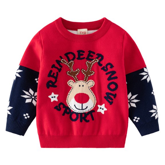 BULLPIANO 2-9T Toddler Boy Girl Ugly Christmas Sweater Long Sleeve Pullover Sweatshirt Warm Crewneck Holiday Sweatshirts, Size 2-3 Years