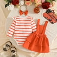 thumbnail image 5 of Ruiwill Newborn Girls Halloween Outfit Fall Winter Soft Romper Dress Headbands 3 Pieces Set Pumpkin Print Long Sleeve Crew Neck Girls Outfit Size 9-12 Months, 5 of 9