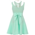thumbnail image 2 of Big Girls' Sleeveless Floral Lace Cut Out Shoulder Holiday Party Flower Girl Dress Mint 8 (J21KS14), 2 of 3
