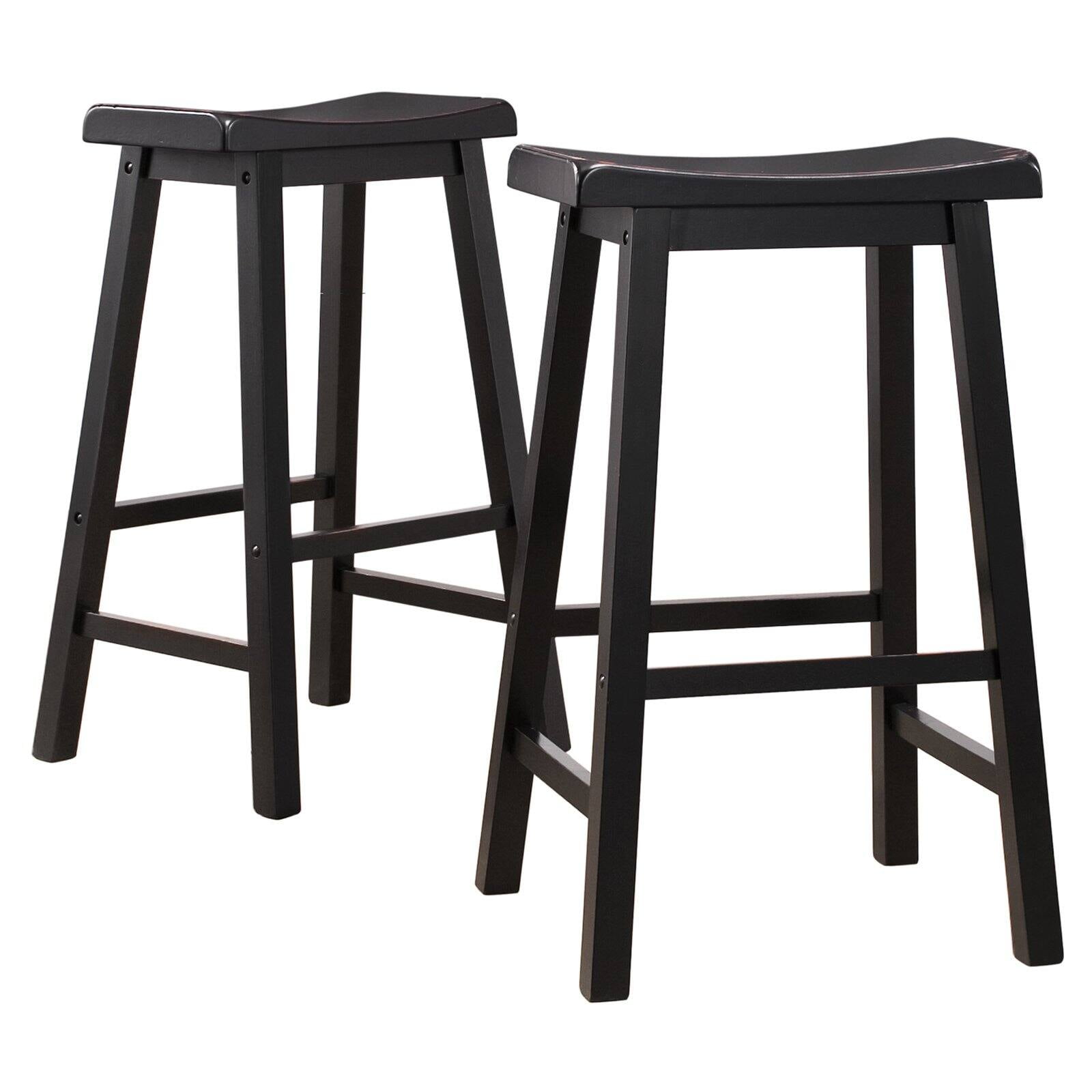 2 x Hand Painted Wooden Bar Stools Black 