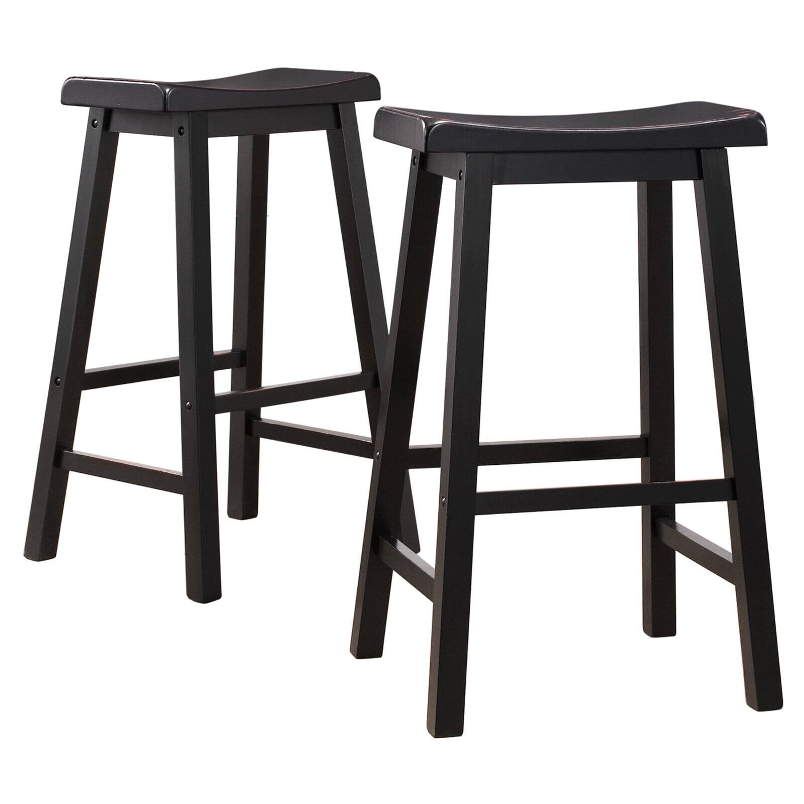 Weston Home Ashby 29 Backless Wood Bar Stools Set Of 2 Black Rubbed