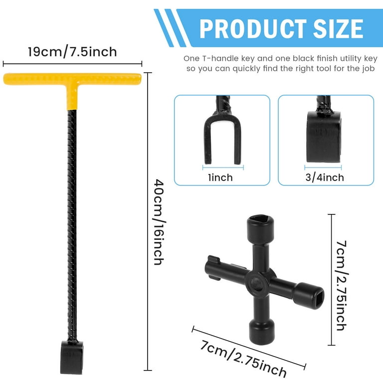 2Pcs Water Meter Key Carbon Steel Water Shut Off Tool 16inch