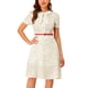 thumbnail image 1 of Vestido Floral Elegante Allegra K de Una Línea con Cinturón y Cuello Peter Pan blanco S, 1 of 6